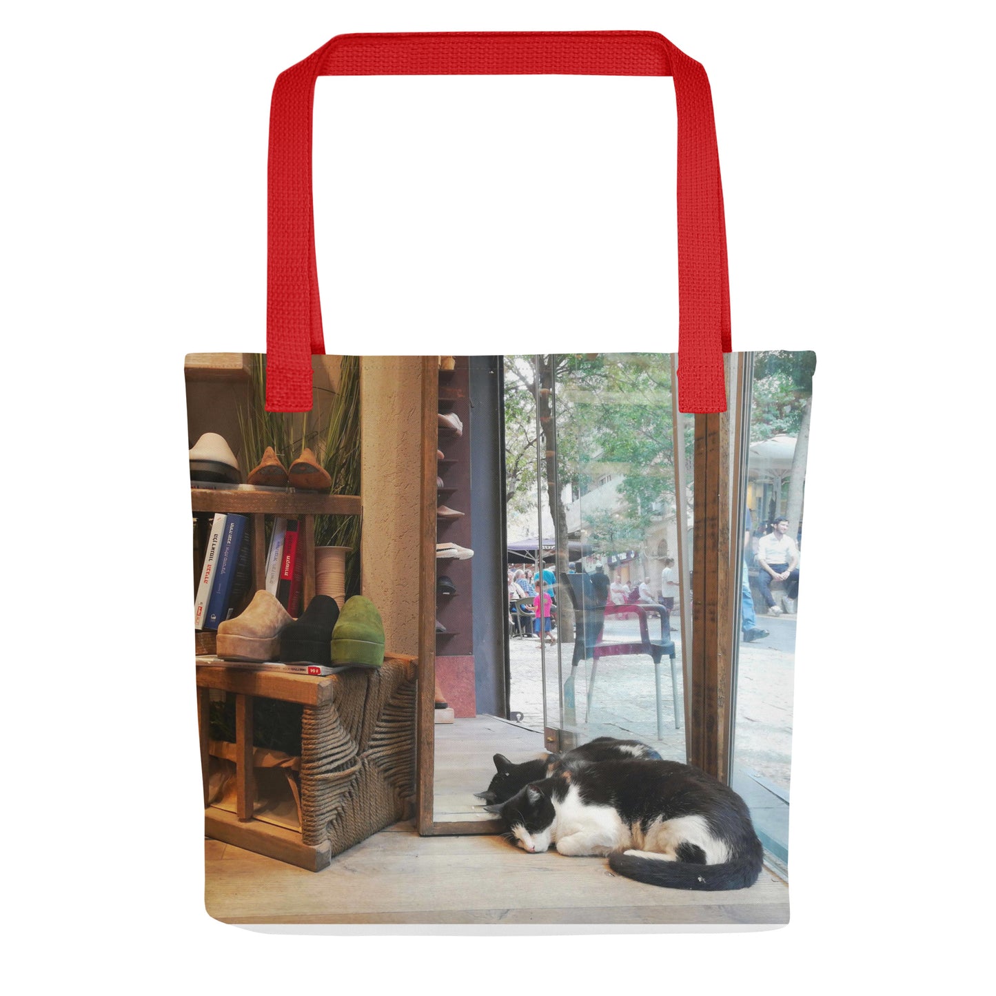 Cat, chair, shoes, window, sun Tote bag Realism series