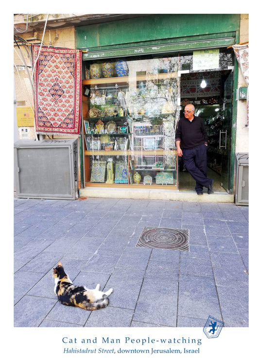 Cat and Man people-watching Poster